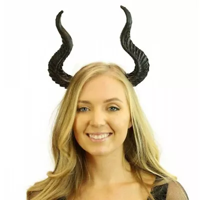 $13.95 • Buy Demon Devil Costume Headband W/ Horns Black Maleficent Witch Gargoyle Dragon