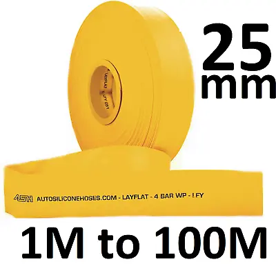 25mm Or 1  Yellow PVC Layflat Hose Discharge Irrigation Lay Flat 4 BAR Rated • £1.60