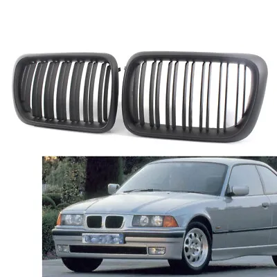 For BMW 3-Series E36 1997-1999 Matte Black Double Slat Front Racing Grille AS • $33.99