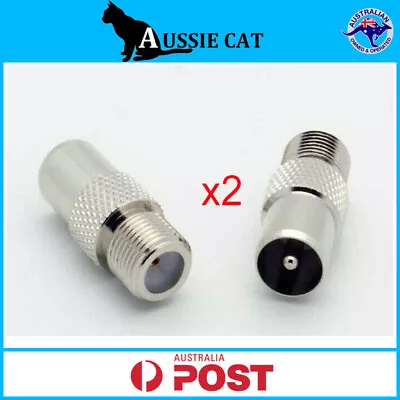 2 X F Type Female To PAL Male Socket Coaxial TV Antenna Cable Connector Adapter • $5.25