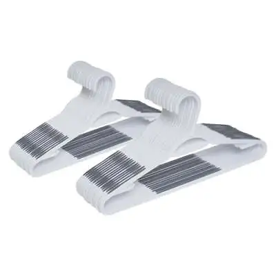 Durable Plastic White Clothing Hangers 30 Pack Non-Slip Clothing Hangers • $11.85