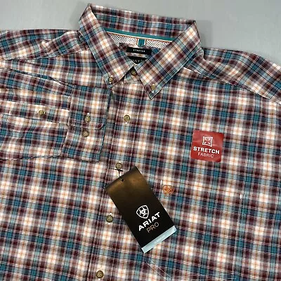 Ariat Shirt Men 2XLT Pro Series Madras Plaid Button Down Rodeo L/S 2XL Tall • $38.89