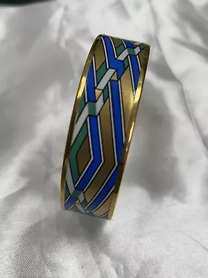 Michaela Frey Geometric Art Enamel & Gold Plated 24k Bangle Bracelet • $275