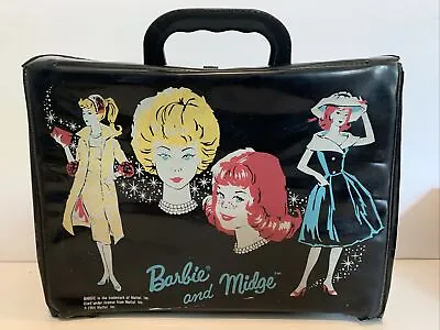 Vintage 1964 Barbie & Midge Black Vinyl Lunchbox Case No Thermos • $74.99