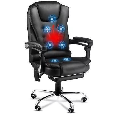 Heated Executive Office Chair W/Massage Desk Chair Leather Computre Chair Black • $154.98