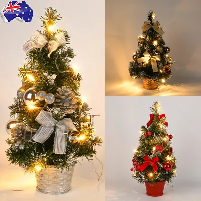 40cm Mini Christmas Tree With LED Lights Xmas Tabletop Rtificial Ornament Gifts • $18.95