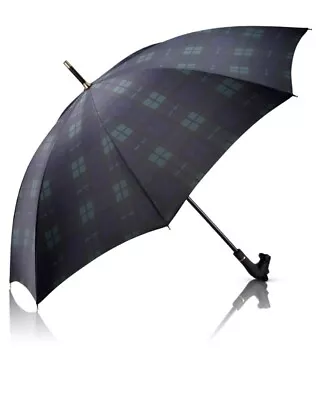 Vintage Aramis Tartan Plaid Umbrella Scottie Dog's Head Handle Scottish Terrier • $79.99