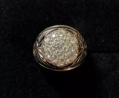 Vintage Gold Plated Textured Cluster Mens Statement Ring Size 10.5 NOS • $50