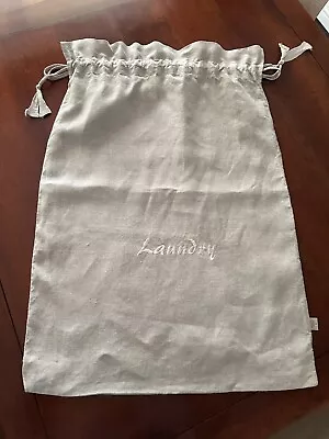 Irish Linen Drawstring Embroidered Natural Laundry Bag - Used Once • £10