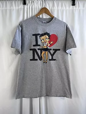 Vintage Betty Boop I Love NY Shirt Mens Large New York City AAA Gray • $49.99