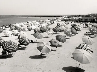 1950s Beach Umbrellas Poster Print Vintage Beach Art Cliffside Beach Nantucket • £28.89
