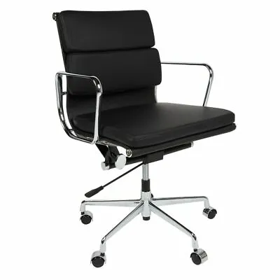 Modern Aluminium Office Chair Low High Back SoftPad GENUINE ITALIAN LEATHER • £289