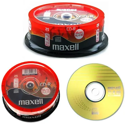 £9.99 • Buy Genuine Maxell Cd-r 80 Mins Xl-ii Digital Audio Recordable Blank Discs 25 Pack 