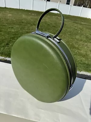 Vintage Suitcase American Tourister Round Green Luggage Travel Tote W/ Key Tags • $89.99