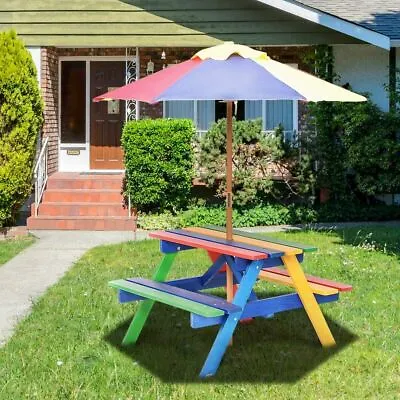 £55.99 • Buy 3 In 1 Wooden Kids Picnic Table Bench Children Outdoor Activity Desk W/ Umbrella