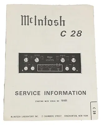 McIntosh C28 Preamplifier Service Manual Service Information  • $30