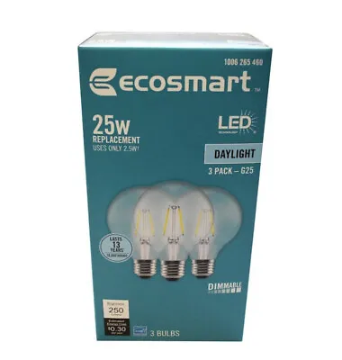 Ecosmart  G25 LED 25w 1006265460 Daylight Bulbs  3pk • $14.90