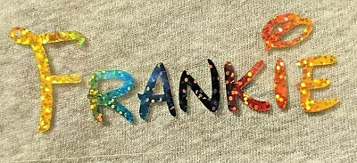 £3.20 • Buy 1x Custom Name Disney Text Decal  Kids T Shirt Iron On Hot-fix Transfer Fabric 