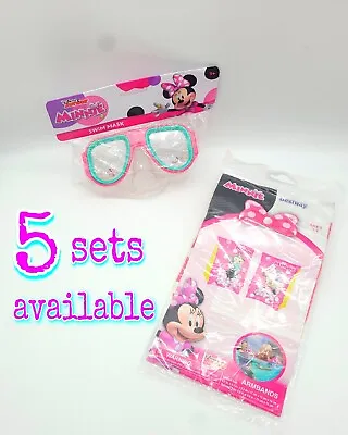 Disney Minnie Swim Mask Child Minnie Mouse Armbands Pool Floaties Bonus Stickers • $9.89