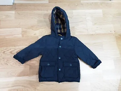 NEXT BABY TODDLER BOYS’ QUILTED JACKET 6-9 MONTHS Navy Blue Hoody (D16/10) • £8