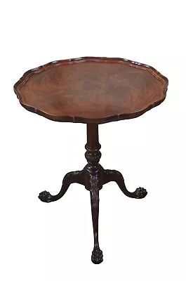 Antique Chippendale Flame Mahogany Pie Crust Ball & Claw Pedestal Tea Table • $1190