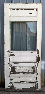 32 X80  Antique Vintage Reclaimed SOLID Wood Wooden Entry Door 4 Panels Glass • $349.99