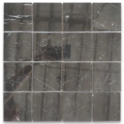 N27XP Nero Marquina Black Marble 3x3 Square Mosaic Tile Polished • $28.99