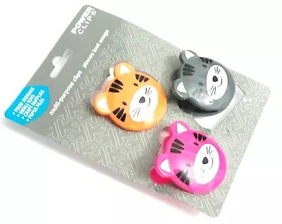 Set Of 3 Power Clips® Multi-purpose Clips Cats Toys Crafts Paper Chips Food   • $6.99