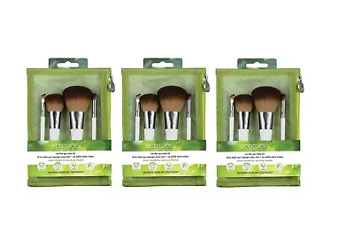 3 EcoTools On The Go Makeup Brush Kit Travel Friendly Foundation Blush Eyeshadow • $12.74