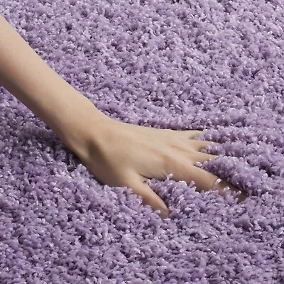 X Large Lilac Shaggy Rug Soft Fluffy Plain Thick 5cm Floor Carpet Rug • £14.99