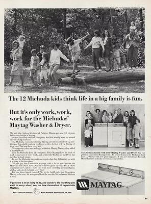 1966 Maytag Washer Dryer: 12 Michuda Kids Vintage Print Ad • $8.75