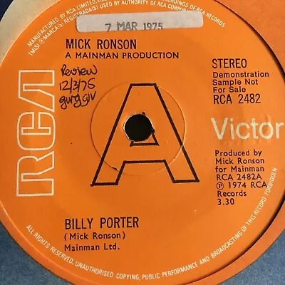 Mick Ronson – Billy Porter PROMO Single In Excellent Condition • £4.45