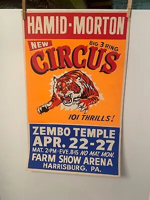 Vintage Circus Poster Hamid-Morton Zembo Temple Harrisburg PA Farm Show Arena • $25
