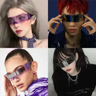 Rimless Sunglasses One Piece Lens Wrap Around Punk Futuristic Men Women Hip Hop  • $13.99