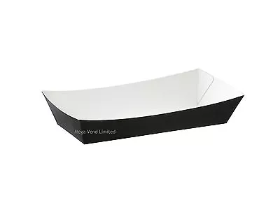 Black Medium Disposable Takeaway Cardboard Meal Tray Box Fast Food Packaging • £6.94