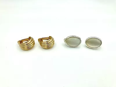 Vintage Clip On Earrings - Set Of 2 - Retro Minimalistic - White Glass • $14.99