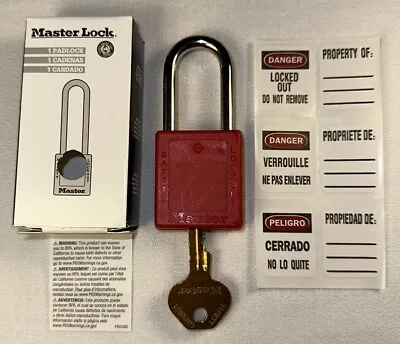 Master Lock 410KAW400RED Lockout Padlock 1-3/4 H Thermoplastic Keyed Alike • $5
