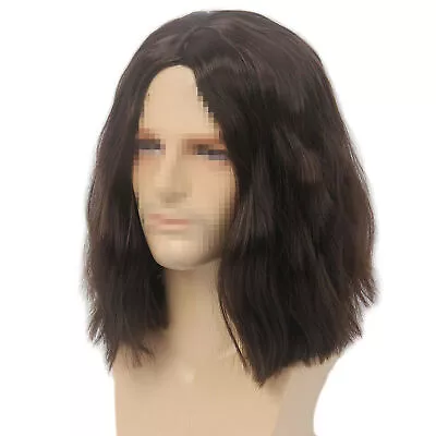 Mens Cosplay Winter Soldier Wig Dark Brown Wavy Male Long Length Synthetic Hair • $20.99