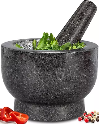 Heavy Duty Large Mortar And Pestle Set 2 Cups 100% Natural Granite Mortar And  • $42.29