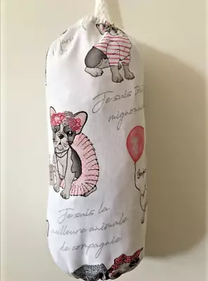 Plastic Bag Grocery Bag Holder French Bulldog PINK Handmade • $14