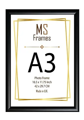 A3 Photo Frame Picture Frame Poster Frame BLACK  Classic D Shape Moulding • £8.79