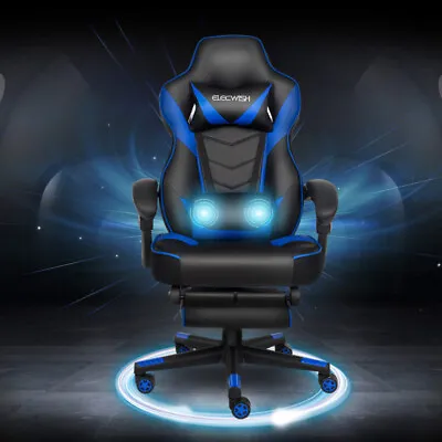 ELECWISH Gaming Computer Chair PC Executive Office Recliner Footrest Massage • £119.99