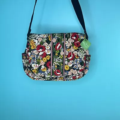 L Vera Bradley Floral Messenger Bag In Retired Poppy Fields Pattern NWT MSRP $84 • $33.96