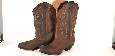 Dan Post Cowboy Boots Women’s Brown Leather Western Mid Calf Pull On Size 8M • $49.99