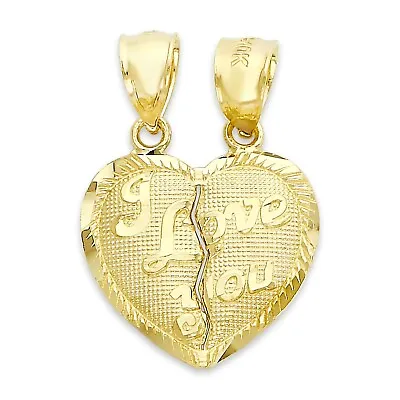 Solid Gold I Love You Separating Heart Pendant In 10k Or 14k Couples Jewelry • $191.99