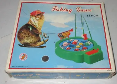 VERY RARE VINTAGE 80'S Game FISHING GAME BATTERY OPPERATED ROD FISH LAKE NICE • $32.61