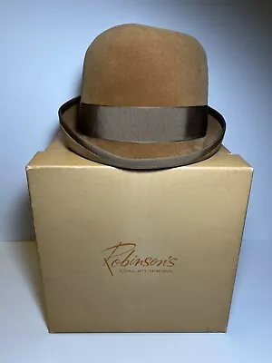 VINTAGE FELT MAN BOWLER HAT - BORSALINO - 22 1/2 - From Robinson's CA - Italy • $59.99