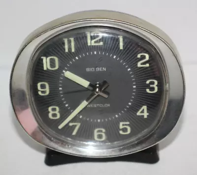 Vintage Westclox Big Ben Wind-Up Alarm Clock Luminous MCM Chrome Black READ • $19.49