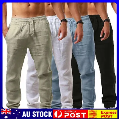 $5.99 • Buy Summer Men's Casual Cotton Linen Baggy Harem Pants Beach Yoga Hippy Trousers- AU