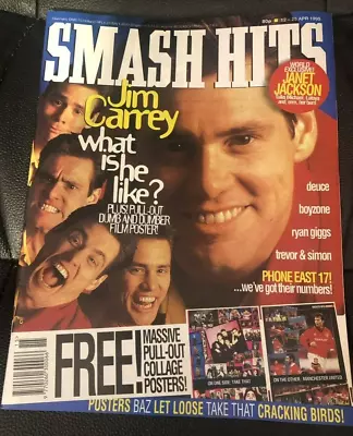 SMASH HITS Jim Carrey Boyzone Janet Jackson Take That Manchester United Rednex • £12.99